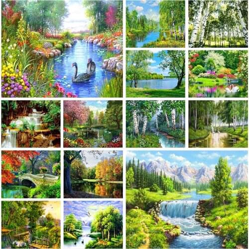5D DIY Diamond Painting Landscape Rhinestone Art Picture Cross Stitch Kit Diamond Embroidery Inlaid Mosaic Home Decoration Gift
