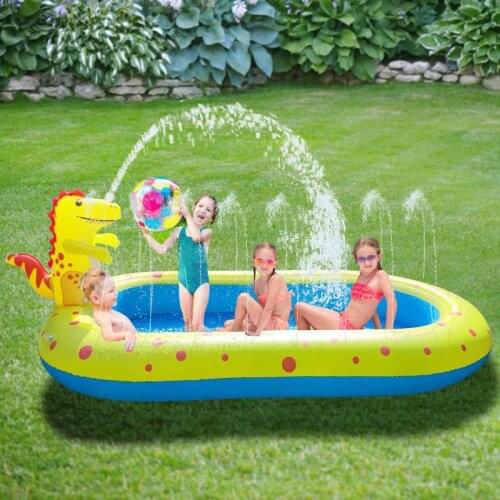Inflatable dinosaur fountain outdoor dolphin sprinkler play mat childrens water toy frog swimming pool shark pond