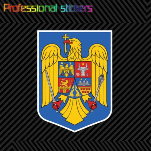 Romanian Coat of Arms Sticker Decal Self Adhesive Vinyl Romania Flag ROU RO Stickers for Cars, Bicycles, Laptops, Motos