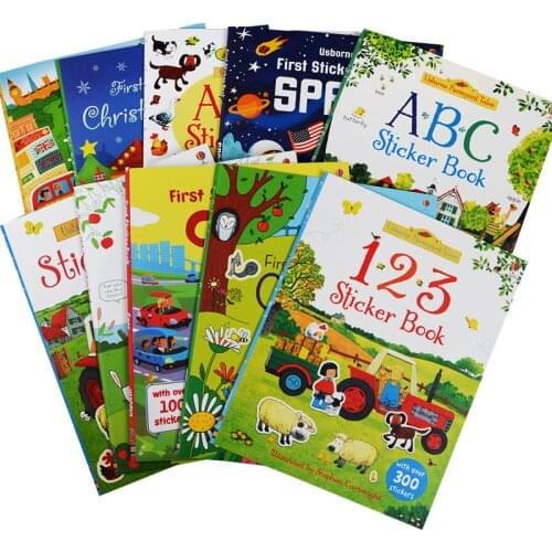 A4 size Children Cartoon Sticker books Kids English Story Book with Stickers Preschool Learning for Kindergarten Gift