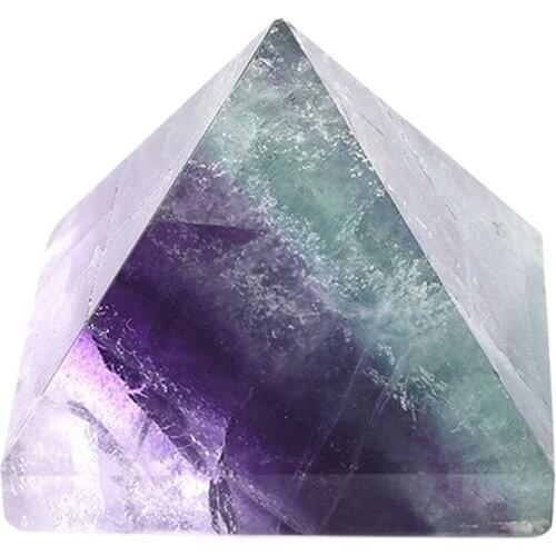 Natural crystal crafts healing rainbow fluorite pyramid stone for sale