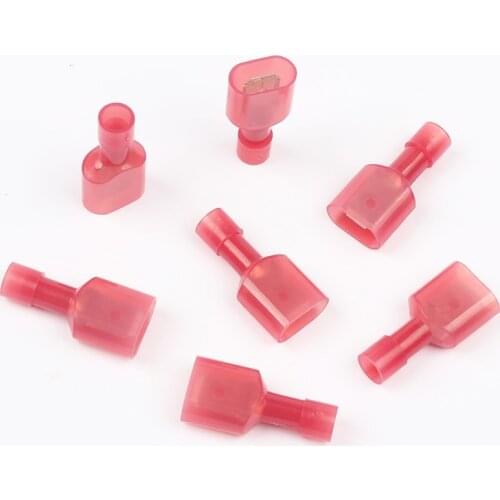 NEW 50PCS MDFN1.25-250 MDFN1-250 NYLON brass Male Insulated Spade joint Cable Wire Connector suit 0.5-1.5mm2 22-16AWG