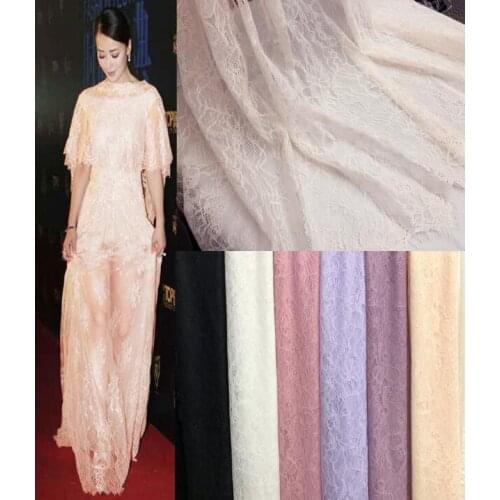 1.5M/lot 150cm wide New lightweight lace eyelash fabric high-end stage dress ladies dress bridal wedding dress fabric AC307