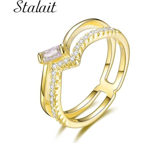 New Zircon Size 7/8 Rings For Women Bijoux New Fashion Multilayer Wave Wedding Jewelry Accessories
