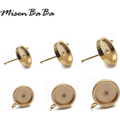 10PCS/lot 10mm Stainless Steel Earring Studs Base Pins Earring Cameo Cabochon For Earrings Jewelry DIY Making Accessories