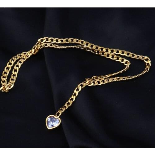 Punk Stainless Steel Necklace Women Thick Long Chain Necklace For Women Statement Necklace Star Heart Necklace Jewelry Gifts