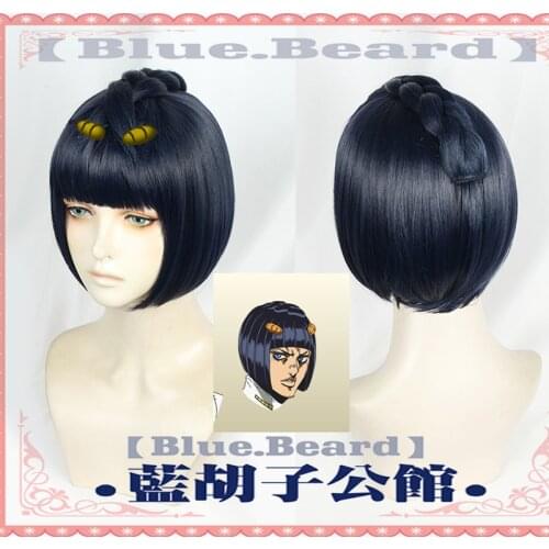 JoJos Bizarre Adventure Cosplay Wig Bruno Bucciarati Sticky Finger Short Wig Anime Synthetic Hair + Wig Cap