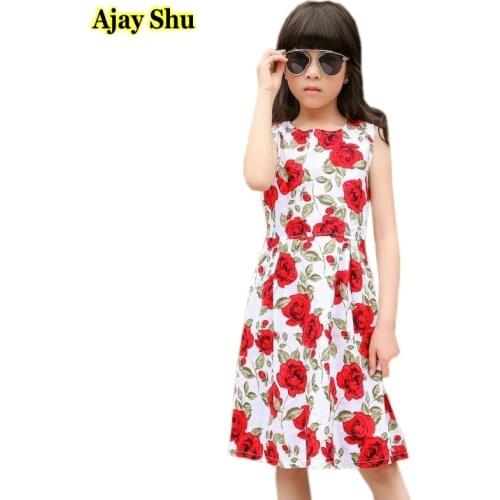 Rose flower Girls Dress 2018 New Spring Summer Baby Girls Dress Vestidos Pattern Pring Design Sleeveless Girls Clothes dresses