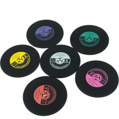 PVC Coffee Tea Cup Pad Coasters Retro Creative Spinning CD Records Soft Mat Anti Heat Home Table Decor Drink Kitchen Accessory