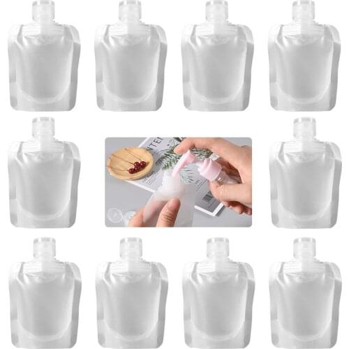 10pcs Clear Reusable Leakproof Refillable Pouches Cosmetic Containers for Shampoo Lotion Liquid Dispenser