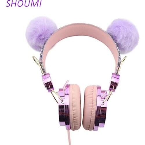 Shoumi Kid Headphone with Mic 3.5mm Music Stereo Internet Lesson Earphone Tablet Mobile Phone Gaming Wired Headsets Girl Gift