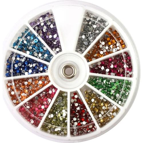 Free Shippping 3600 Nail Rhinestones Mix 12 Colors DIY Nail Art Decoration Round Wheel Grid Sequined Nail Durability Use