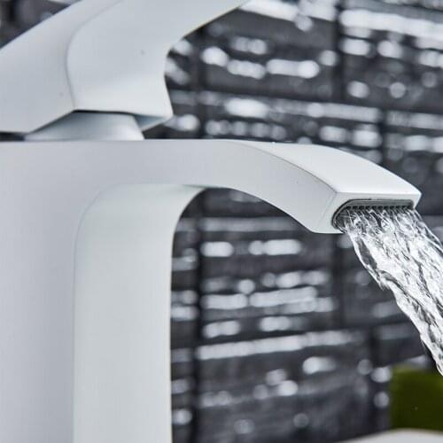 Vidric White Black Color Waterfall Basin Faucet Single Handle Hot Cold Water Mixer Tap Bathroom Toilet Basin Faucet Torneira