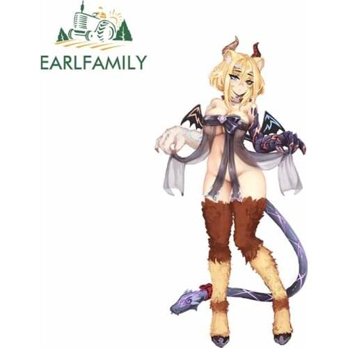 EARLFAMILY 13cm x 6.5cm for Sexy Girl with Antelope Horns and Viper Vinyl Waterproof Car Sticker Anime Decal for Windshield