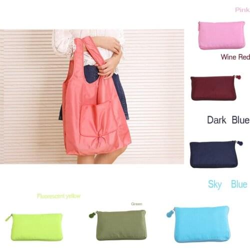 10pcs Creative large portable green bag folding zipper portable shopping bag waterproof handkerchief shopping bag