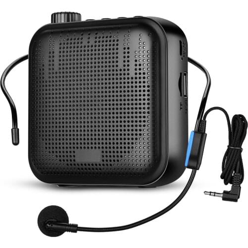 12W Voice Amplifier Portable Mini with Sound-amplifying Music Playing Wired Microphone Headset Waistband 2000mAh Battery
