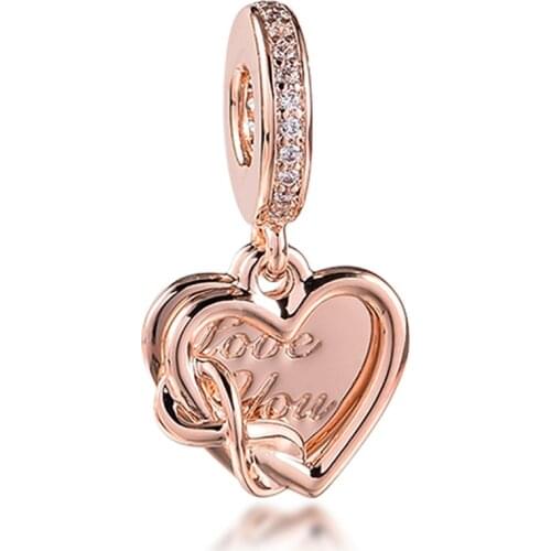 2021 Mothers Day Fits Pandora Bracelet 925 Sterling Silver Love You Infinity Heart Dangle Charms Beads DIY Jewelry Making Gift