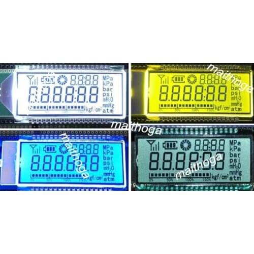 36PIN HTN Positive 6-Digits Segment LCD Panel White/Yellow Green/Blue Backlight Pressure Gauge LCD Display
