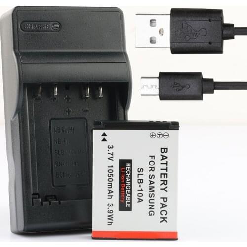 LANFULANG SLB-10A SLB10A Battery and Charger for Samsung Digital Cameras WB150F WB151 WB500 WB550 WB700 WB710 WB750 WB850 WB850F
