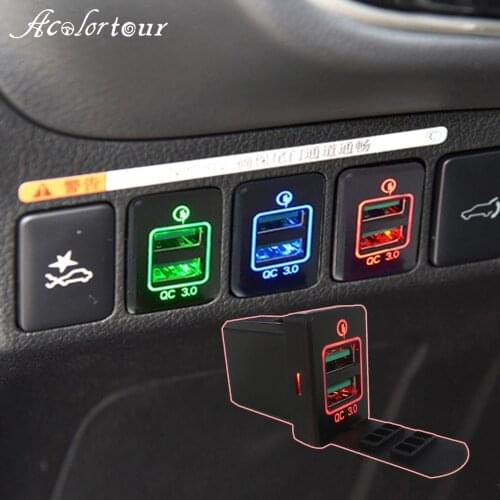 For Mitsubishi ASX 2015 Outlander 3 2016 Sportero Car QC3.0 USB Charger Dual Switch Waterproof Socket Phone Adapter Accessories