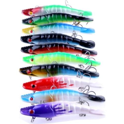 Big Sale 10pcs Artificial Shrimp Fishing Lure Hard Plastic Minnow Lure With 10# Hooks Crankbait Fishing Tackle 8.5cm 8.3g