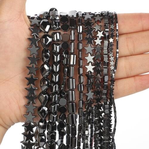 4-10mm Various Shapes Star Black Hematite Natural Stone Bead For Jewelry Making DIY Loose Space Beads Necklace Bracelet Handmade