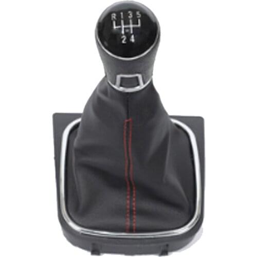 Chrome & Leather Car Shift Gear Knob Lever Gaitor Boot Cover For VW Jetta 5 6 GOLF 6 VI MK5 MK6 2005-2014