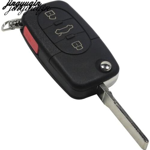 Jingyuqin 10pcs/lot Flip Fob Car Remote Key Shell Case for VW 4/3+Painc Passat Jetta Golf Beetle 3 Buttons Fit CR1616/CR1616