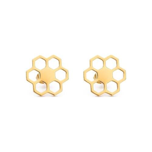 Tiny Dainty Honeybee Honeycomb Earings Fashion Jewelry Womens Cute Small Earring Stainless Steel Rose Gold Accessories Bijoux