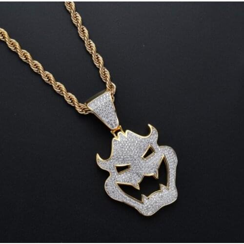 Fashion Perssonality Zircon Halloween Dress Up Mask Vampire Monster Pendant Necklaces for Men Trend Jewelry