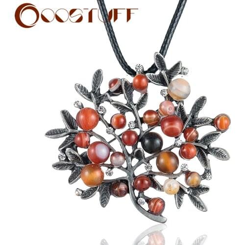 Fashion Vintage Jewelry Gifts for Women Neck Choker Long Chain Gothic Statement Colored Beads Branch Pendant Initial Necklaces