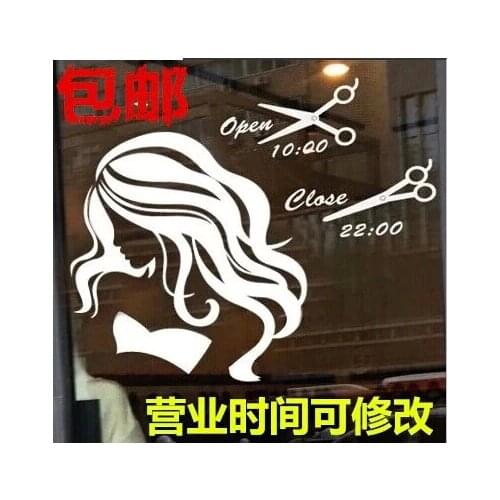 Business Hours Beauty Salon Sticker Hair Salon Wall Decal Scissor Vinyl Window Decals Decor Mural Hairdresser Glass Sticker