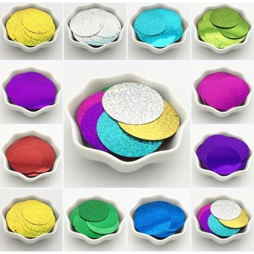 Paillettes 40mm Laser Large Round Sequins PVC Flat Loose Sequin Paillette DIY Craft Sewing Craft Women Garments Accessories 30g