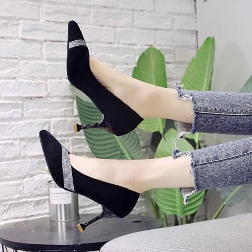 Casual Heels Womens Shoes With Spikes Lace-up Work Dress Professional All-Match Sandals Ladies Branded Pumps Slip On W32-03