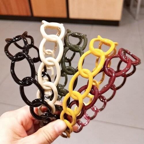 NEW Vintage Headbands for Hair Woman Hair Band Simple Candy Color Chain Bezel for Hair Hair Hoop Headband Bezel Hair Accessories