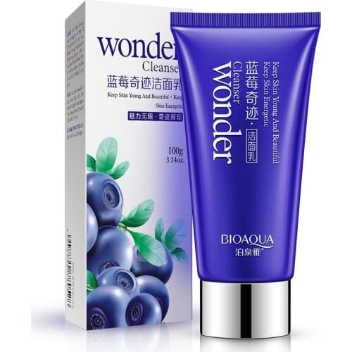 BIOAQUA Blueberry Facial Cleanser Plant Extract Rich Foaming Facial Cleansing Moisturizing Oil Control Face Skin Care