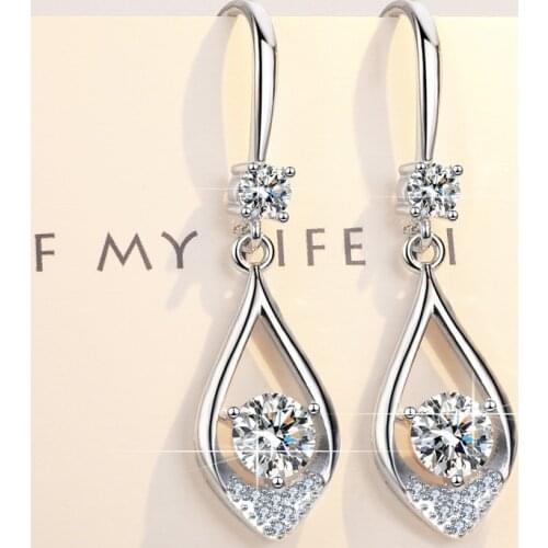 Luxury Female Dainty White Blue Crystal Stone Water Drop Earrings For Women Wedding Jewelry Vintage Silver Color Dangle Earrings