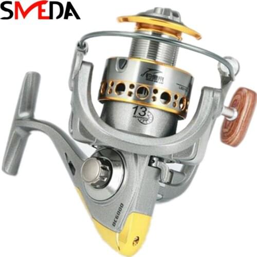 Fishing Reels Spinning Carp Wooden Handle 13BB 5.2:1 Metal Spoon Wheel Fishing Tools Carretilha De Pesca