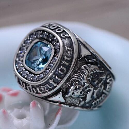 S925 Seiko silver green dragon white tiger 2007 commemorative edition ring manhood domineering ring