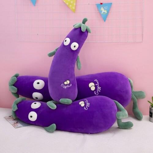 Cute Brinjaul Plush Toys Stuffed Vegetable Eggplant Dolls Soft Kawaii Plant Large Sofa Hug Pillow Cushion Children Boy Girl Gift