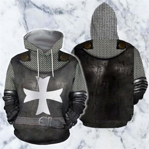 3D All Over Printed armor Knights Templar Hoodie Harajuku Fashion Hooded Sweatshirt Cosplay costume Autumn Unisex hoodies SJ-333