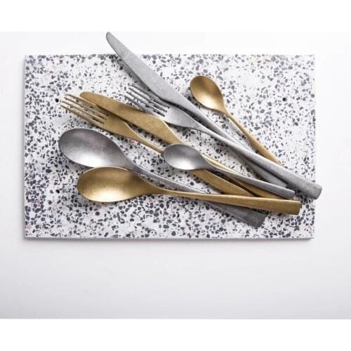 4pcs/set Retro Cutlery Vintage Knife Fork Spoon 304 Stainless Steel INS Dinnerware