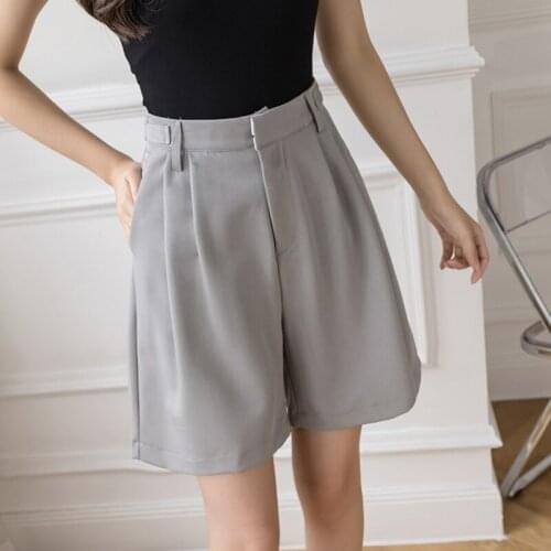 2021 Woman Suit Shorts Solid High Waist Wide Leg Short Pants Korean Office Ladies Women Plus Size Clothing