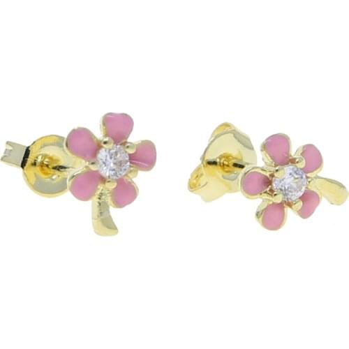 Korean Style Pink Enamel Daisy Stud Earrings for Women Cute Round Flowers Earrings Fashion Jewelry Gifts Brincos Accessories