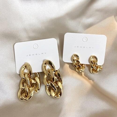 Korean Fashion Metal Chain Drop Earrings For Women Vintage Exaggerated Chain Tassel Dangle Earrings Pendientes Jewelry Gifts