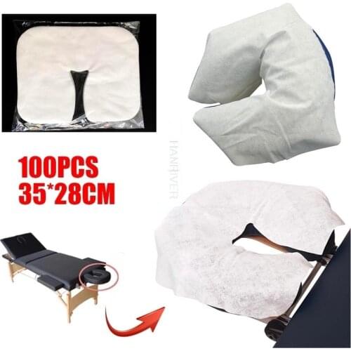 100Pcs Disposable Non-Woven Headrest Pillow Paper Beauty Spa Salon Bed Table Cover Massage Face Cradle Table Head Rest Covers