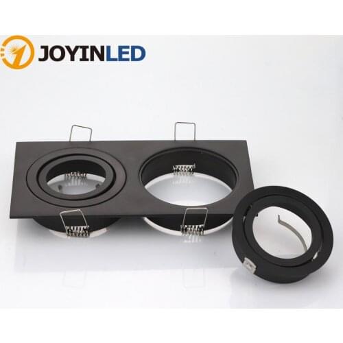 2pcs/lot Black White Silver Led Downlight Holder Recessed MR16 GU10 Halogen Bulb Fixture Round Square GU10 Led Spotlight Frame