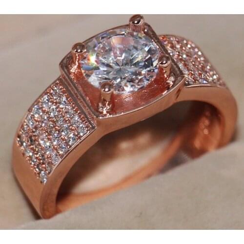 2018 New Arrival Fashion Jewelry 925 Sterling Silver&Rose Gold Round Shape 5A Zirconia CZ Enternity Men Wedding Band Ring Gift