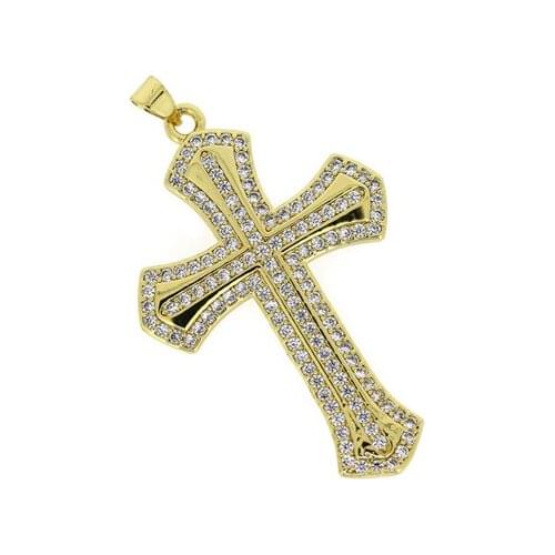 5pcs Charms Electroplated 4K Gold Copper Micro Zircon Cross DIY Crafts Making Findings Handmade Pendant Wedding Gift Handmade