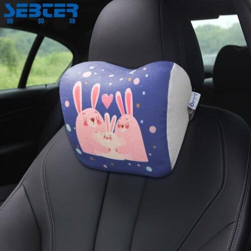 Car neck protection pillow memory foam seat pillow and lumbar cushion headrest soft animal pattern